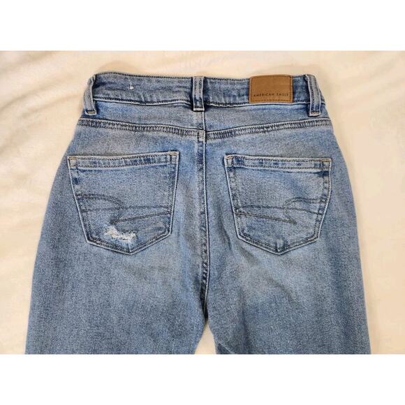 Sz 000 American Eagle Mom Straight Leg Jean Women’s Size Denim Jeans Light Wash - Picture 8 of 8